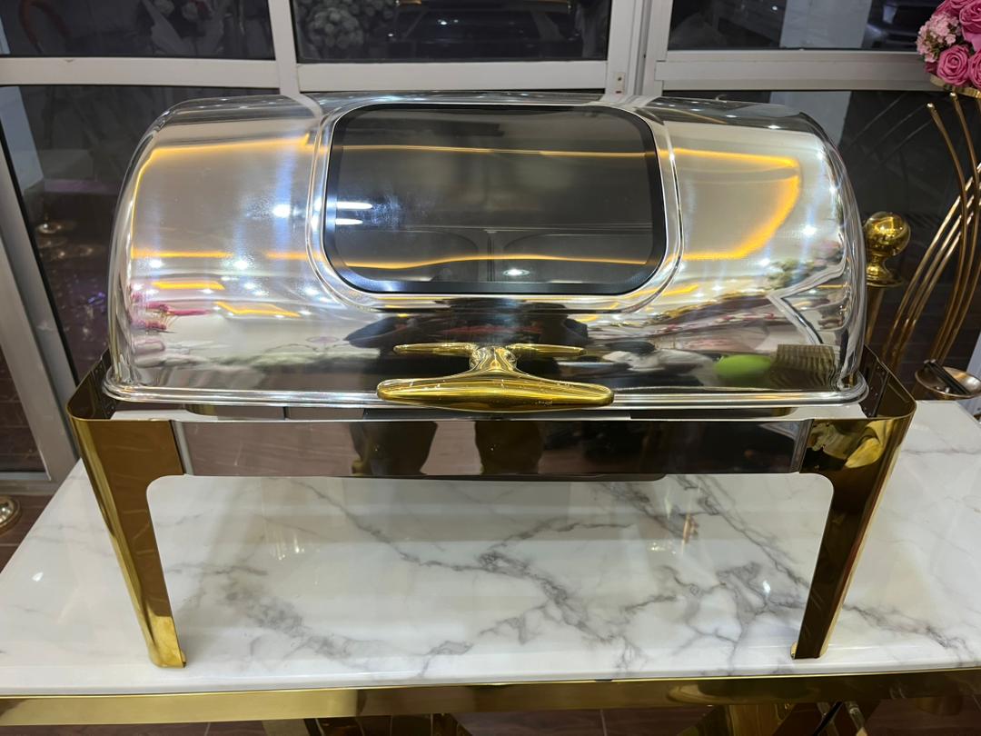 chauffe-nourriture pour buffet dor�, en acier inoxydable